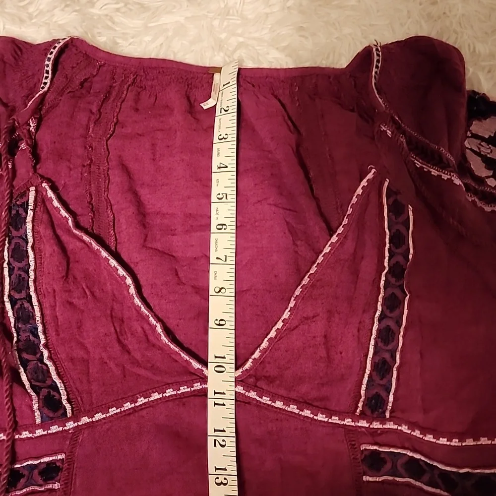 Free People Bohemian Burgundy Embroidered Dress